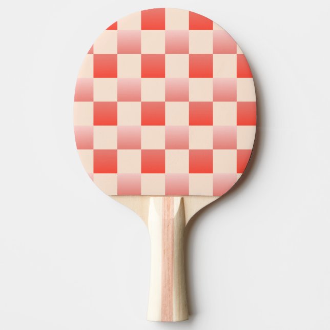 Coral Peach Gradient Checked Tischtennis Schläger (Vorderseite)