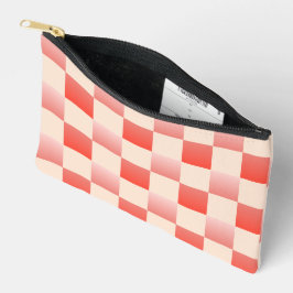 Coral Peach Gradient Checked Zubehörtasche