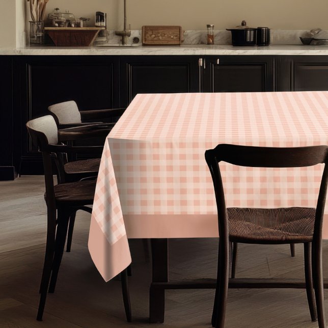 Coral Peach Gray Kariert Tableclout für rustikalen Tischdecke (Coral Peach Grey Plaid Tablecloth for Rustic Charm)
