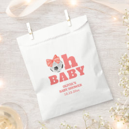 Coral Peach Oh Baby Bow Soccer Sport Baby Shower Geschenktütchen