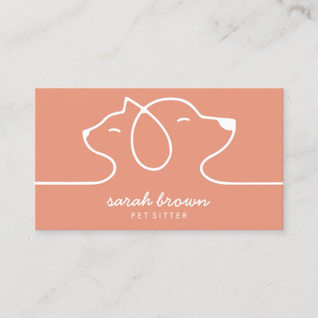 Coral Peach Orange Dog Pet Visitenkarte (Vorderseite)