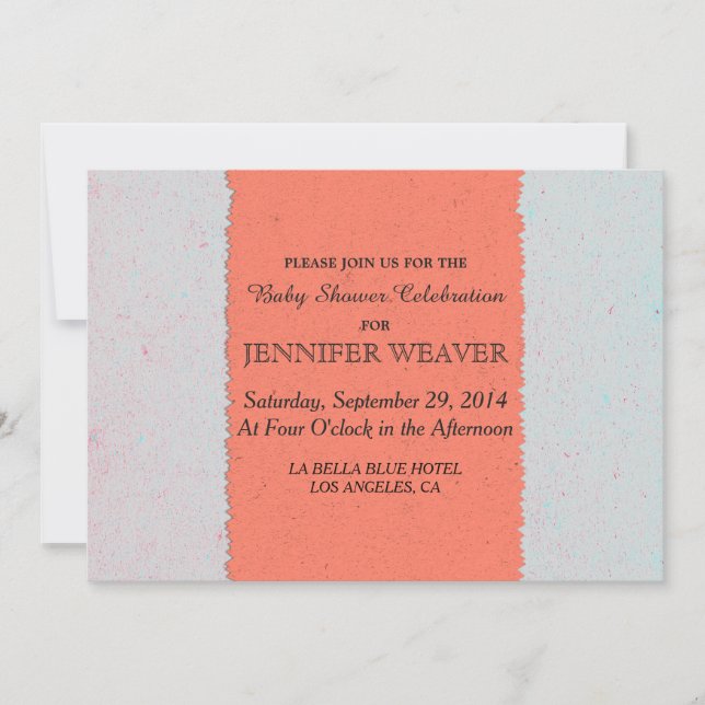 Coral Peach und Slate Gray Edgy Pattern Einladung (Vorderseite)