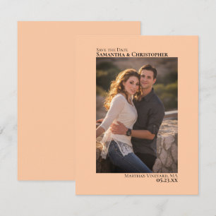 Coral Peach Vertikales Foto Minimalistische Hochze Save The Date