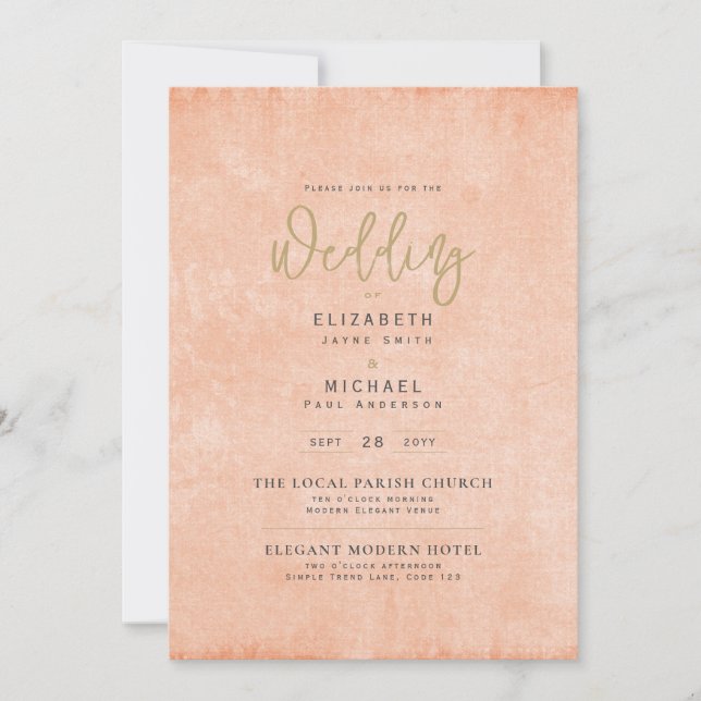 Coral Peach Wedding Instant Digital Download Einladung (Vorderseite)