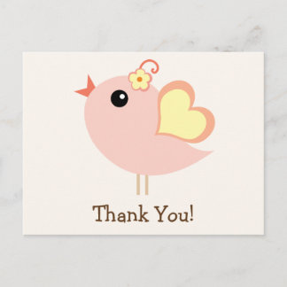 Coral, Peach, Yellow Love Bird Vielen Dank Postkarte