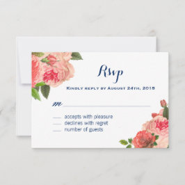 Coral Peonie auf RSVP-Karten der Marine RSVP Karte