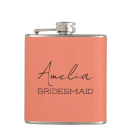 Coral Personalisiert Bridesmaid Flachmann