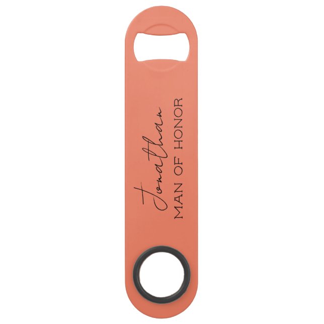 Coral Personalisiert Man of Honor Bottle Opener Speed Flaschenöffner (Vorderseite)