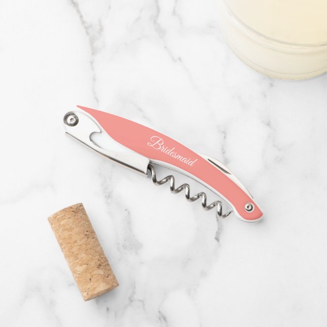 Coral Personalisiert Wedding Bridesmaid Kellnermesser (Vorderseite)