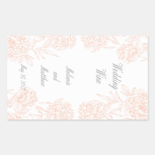 Coral-Pfingstrosen Florale Wein-Hochzeitsetikette Rechteckiger Aufkleber