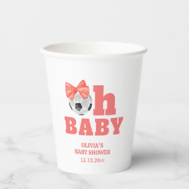 Coral Pfirsich Oh Baby Bogen Fußball Sport Baby Sh Pappbecher