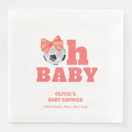 Coral Pfirsich Oh Baby Bogen Fußball Sport Baby Sh Serviette