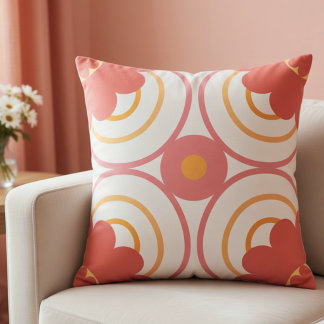 Coral Pink And Orange Modern Geometric Circle Kissen