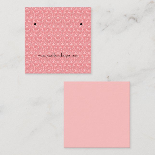 Coral Pink Art Deco Iris Ohrringe Grafikkarte Quadratische Visitenkarte (Vorne/Hinten)