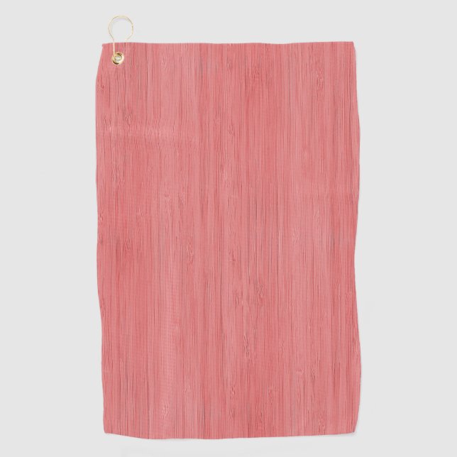 Coral Pink Bamboo Holz Grain Look Golfhandtuch (Vorderseite)