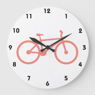Coral Pink Bicycle Große Wanduhr