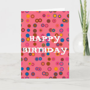 Coral Pink Blegum geometrische Happy Birthday Karte