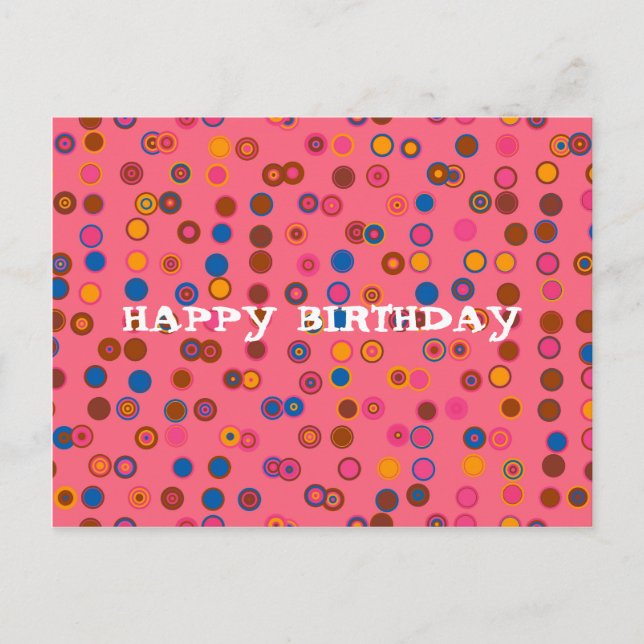 Coral Pink Blegum geometrische Happy Birthday Postkarte (Vorderseite)