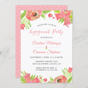 Coral Pink Blume Spring Garden Engagement Party Einladung