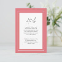 Coral Pink Bold Border Moderne Hochzeit