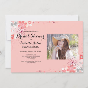 Coral Pink BRAUTPARTY mit FOTO Einladung