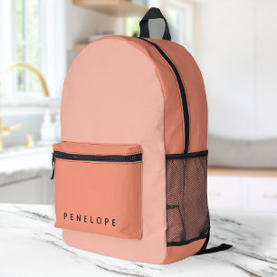 Coral Pink Feminine Girly Minimal Moderner Name Bedruckter Rucksack