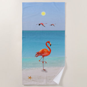 Coral Pink Flamingos am Strand Handtuch