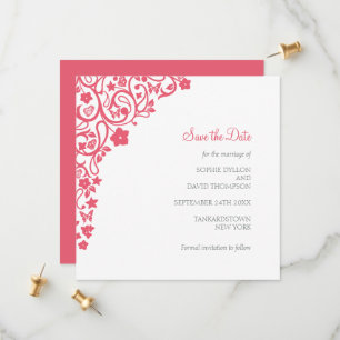 Coral Pink Floral Butterfly Garden Square Hochzeit Save The Date