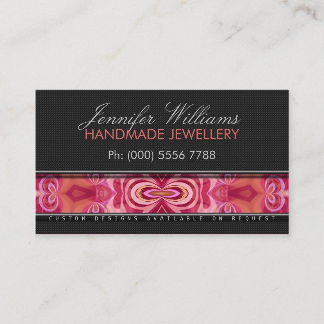 Coral Pink Geo-Batik Künstler Promo Business Cards Visitenkarte (Vorderseite)