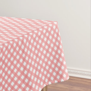 Coral Pink Gingham Pattern Tischdecke