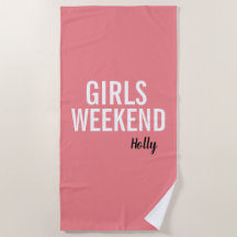 Coral Pink Girls Weekend Beach Handtuch