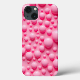 Coral Pink Glossy Bubbles iPhone Case Art