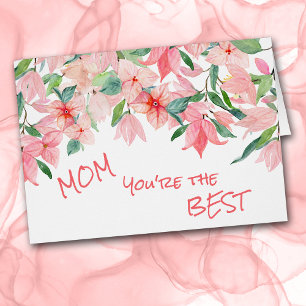 Coral Pink Green Floral Border Mother's Day Card