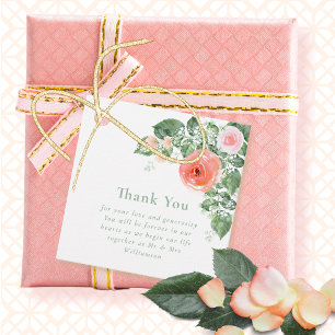 Coral Pink Green Stilvolle Rose Hochzeit Vielen Da Geschenkanhänger