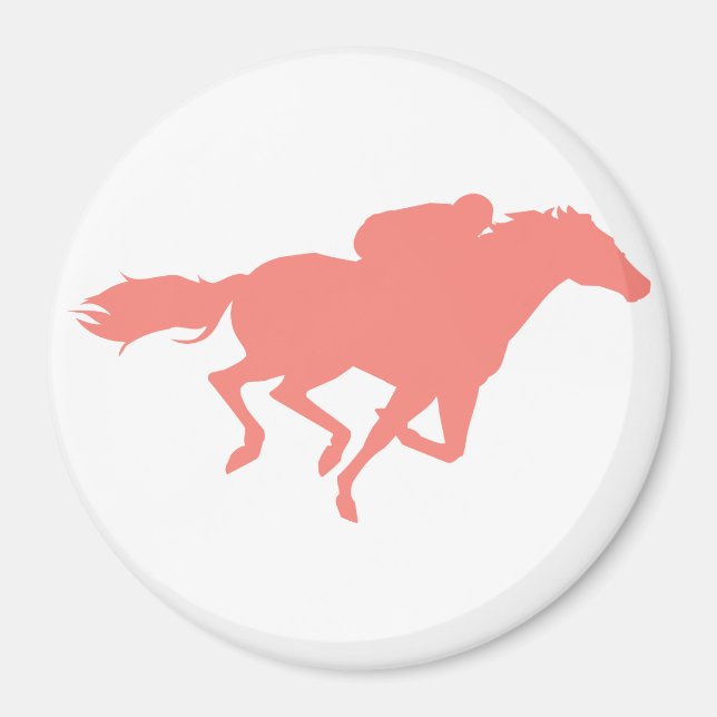Coral Pink Horse Racing Magnet (Vorne)