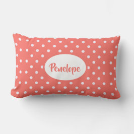 Coral Pink Klasse Polka Dot Muster mit Namen Kissen