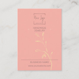 Coral Pink Leaf Social QR Schmuckkarte Telefonnummerkarte