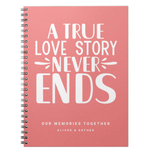 Coral Pink Liebe Story Ends Keepake Notebook Notizblock