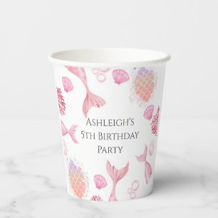 Coral Pink Mermaid Geburtstagspartei Pappbecher