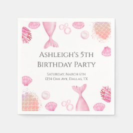 Coral Pink Mermaid Geburtstagspartei Serviette