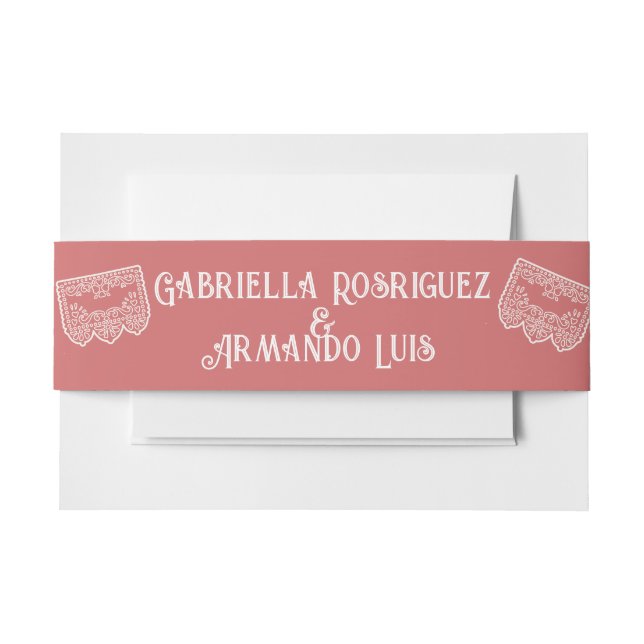 Coral Pink Modern Wedding Belly Band (Vorderseite Beispiel)