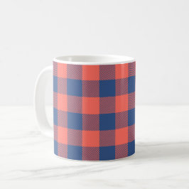 Coral Pink Navy Blue Square Rectangle Muster Kaffeetasse