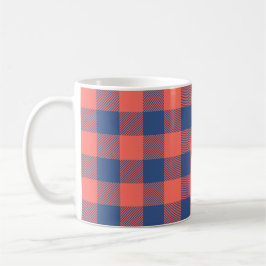 Coral Pink Navy Blue Square Rectangle Muster Kaffeetasse