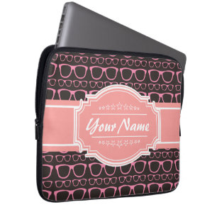 Coral Pink Nerd Brillen Personalisiert Laptopschutzhülle