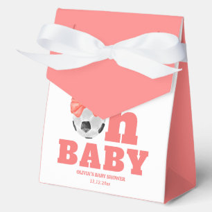 Coral Pink Oh Baby-Bogen Fußball Sport Baby Shower Geschenkschachtel