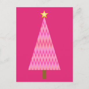 Coral Pink Ombre modern Christmas tree Feiertagspostkarte