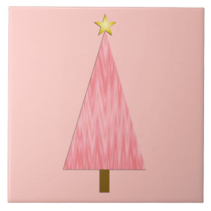 Coral Pink Ombre Moderner Weihnachtsbaum Fliese