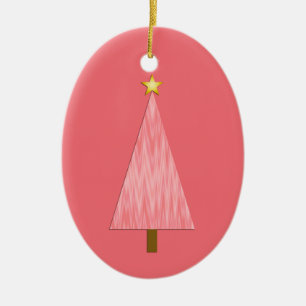 Coral Pink Ombre Moderner Weihnachtsbaum Keramik Ornament