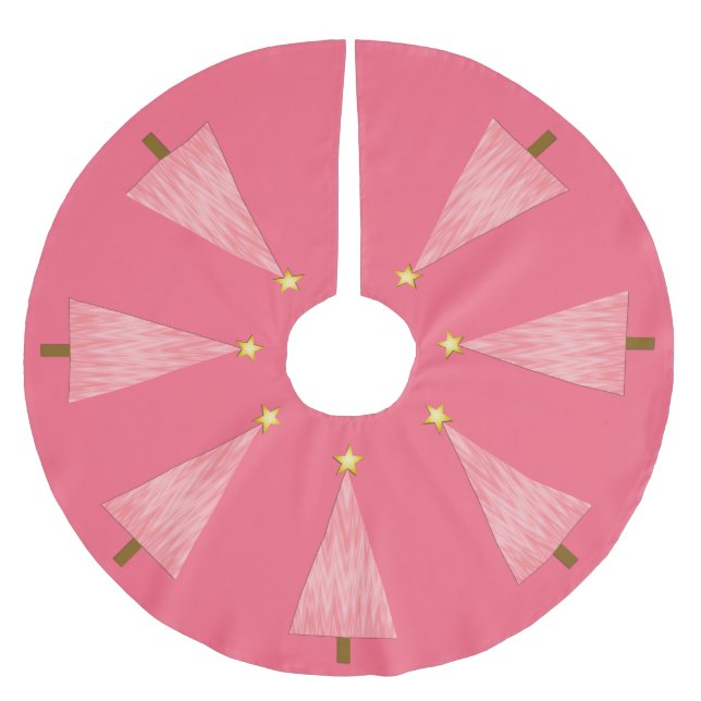 Coral Pink Ombre Moderner Weihnachtsbaum Polyester Weihnachtsbaumdecke (Vorderseite)