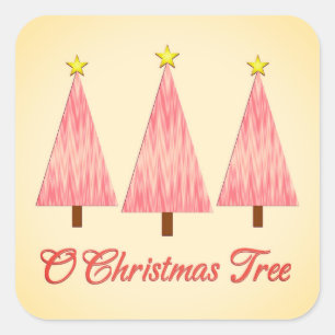 Coral Pink Ombre Muster Moderne Weihnachtsbäume Quadratischer Aufkleber